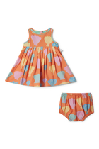 Kids Seashell Print Dress & Bloomers Set